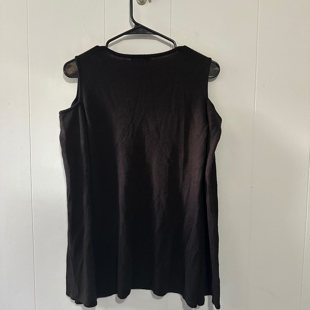 Roz &‎ Ali Black Cold Shoulder V-Neck Sweater Long Sleeve Womens Medium